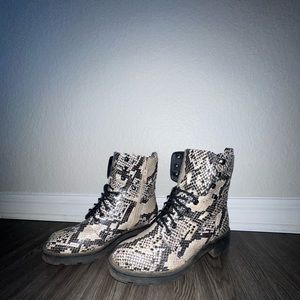 Faux Leather Combat Boots